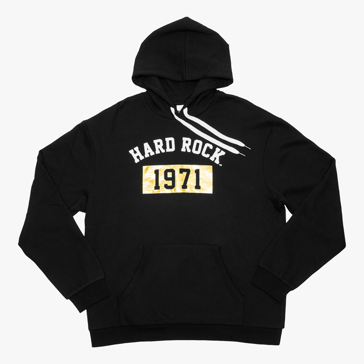 Metallic Gold Foil Hard Rock Logo Mens Hoodie in Black image number 1