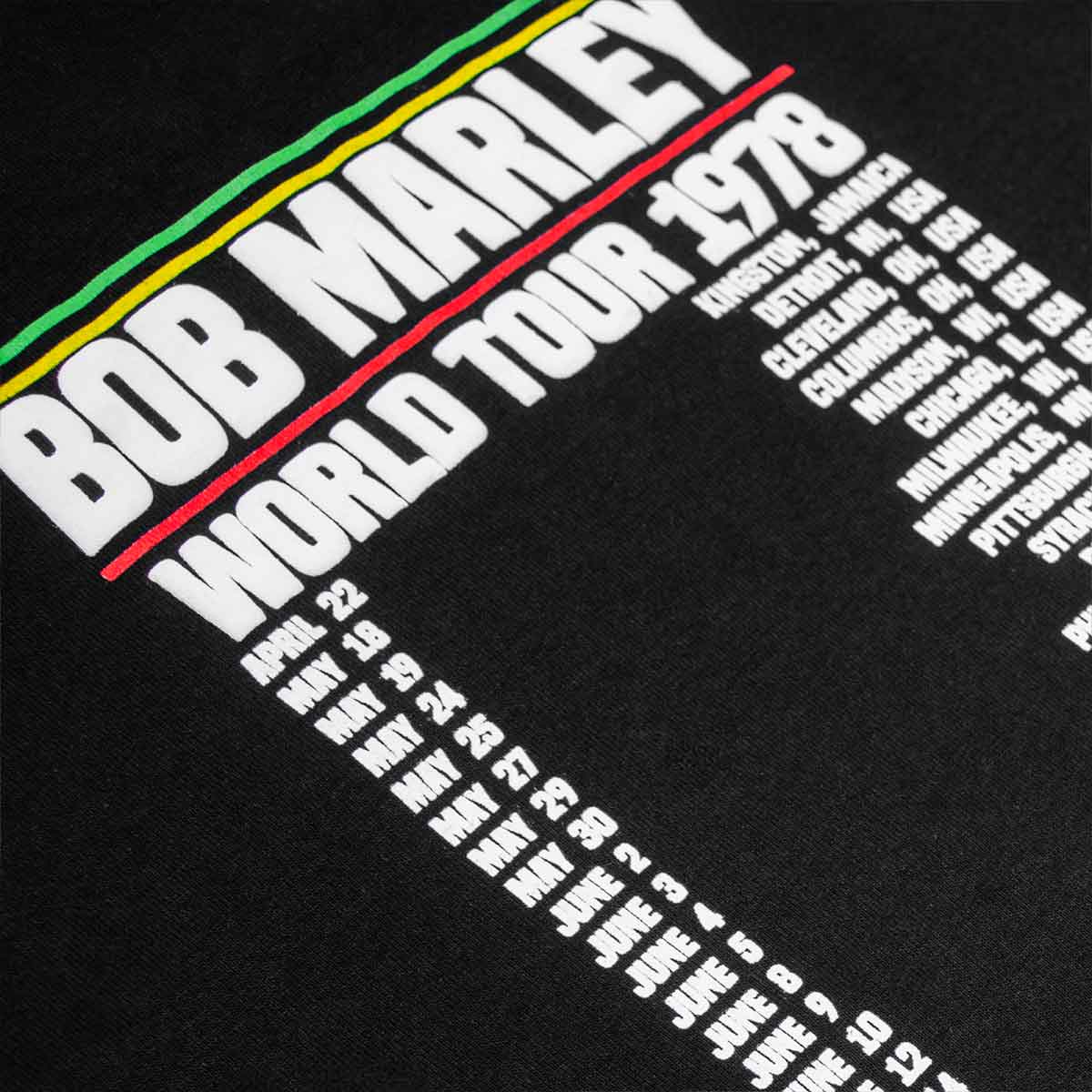 Bob Marley Adult Fit 1978 World Tour Tee Black image number 5