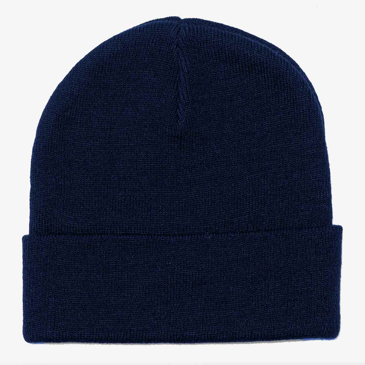 Fold Over Beanie with Center Patch Logo in Navy image number 2
