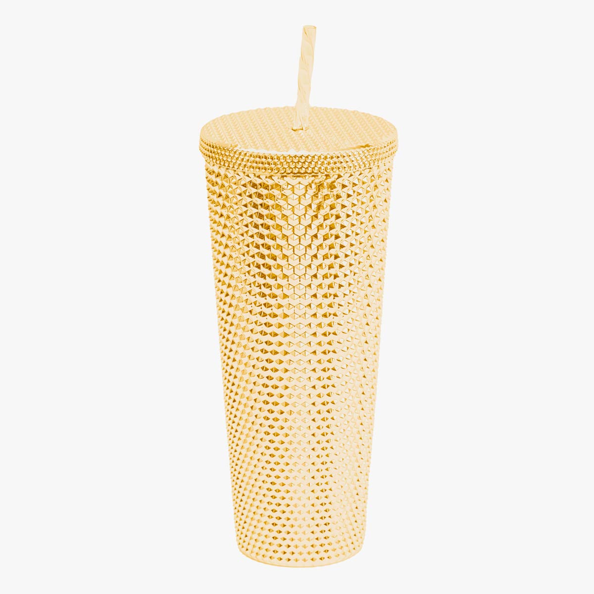 Metallic Gold Textured Tumbler with Straw by Hard Rock image number 2
