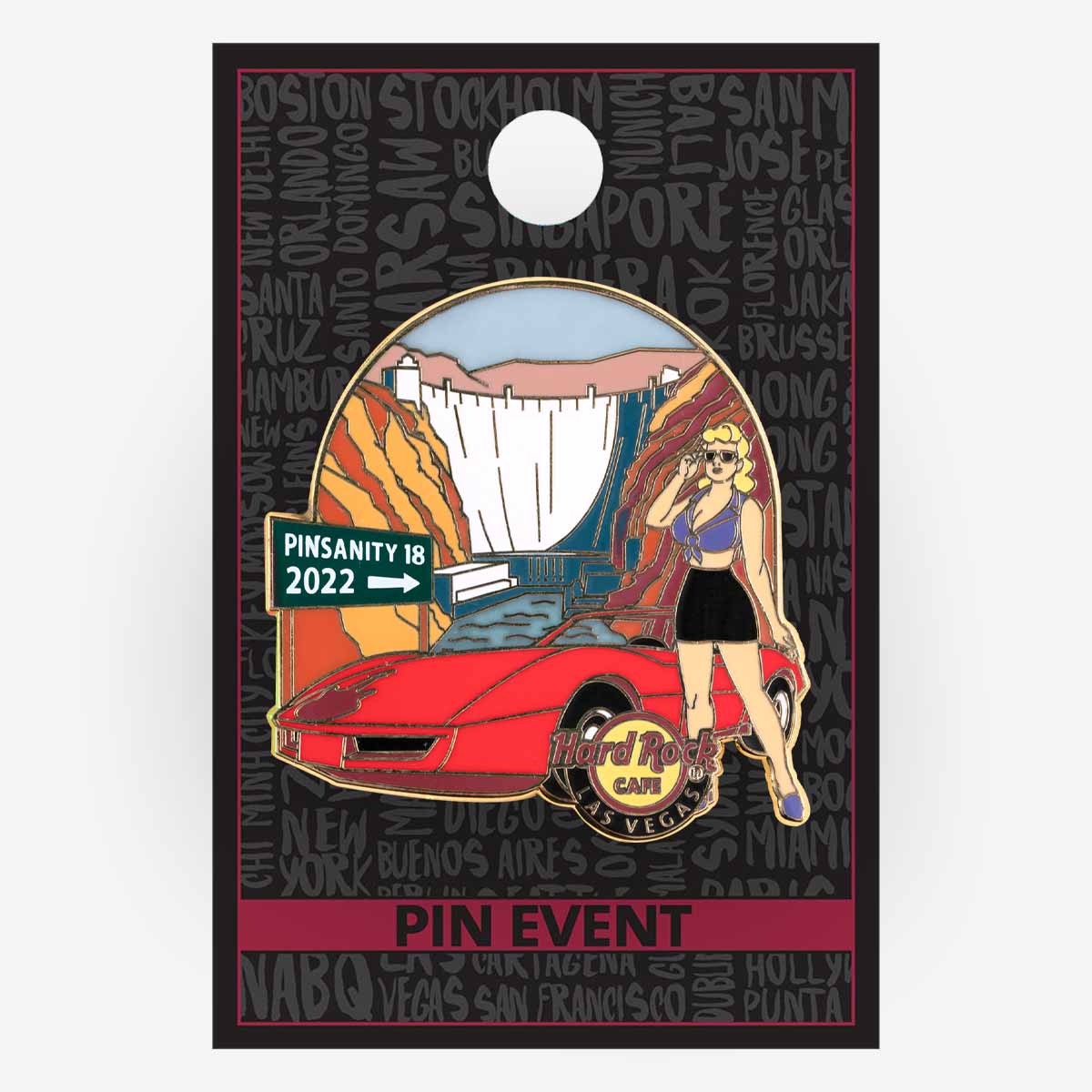 Hard Rock Pinsanity 18 Pin with Las Vegas Blonde Lady and Red Car image number 2