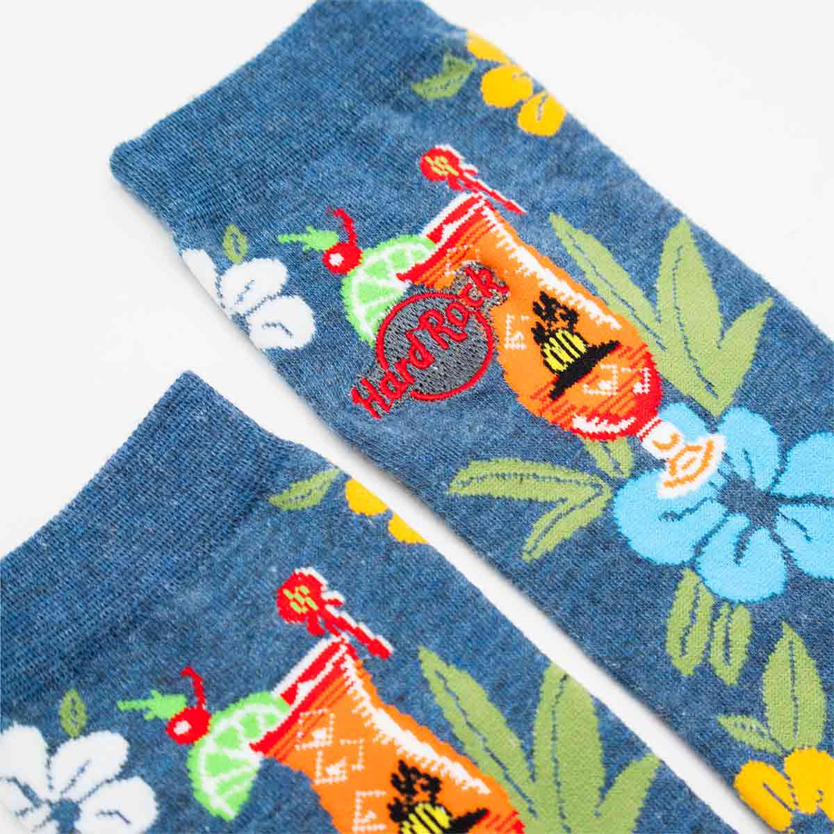 Hibiscus Flower Print and Hurricane Cocktail Crew Socks image number 3