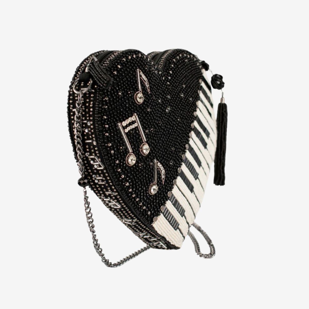 Mary Francis Heart Beat Piano bag in Black and White image number 4