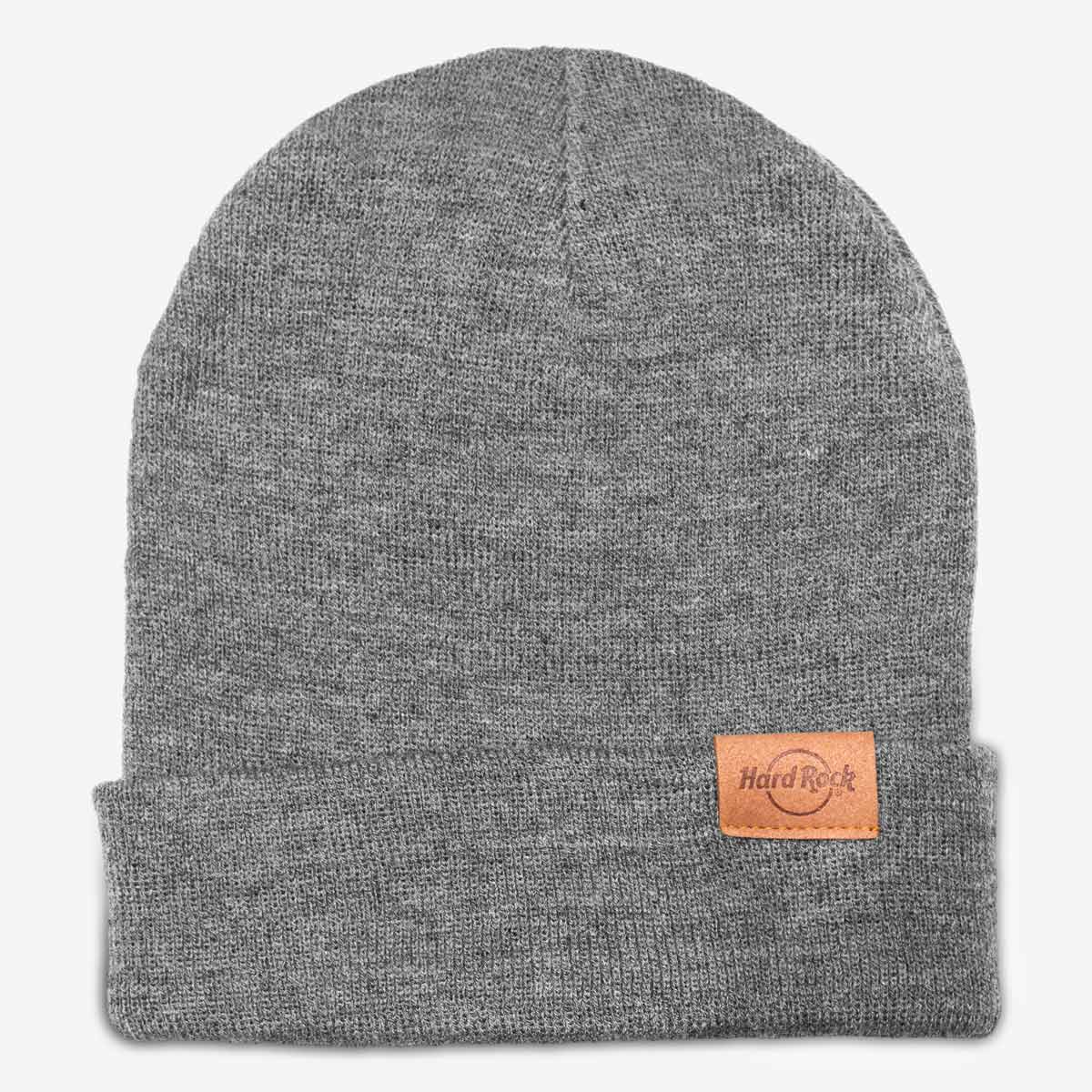 Cuffed Up Hard Rock Beanie in Grey with Tan Logo image number 1