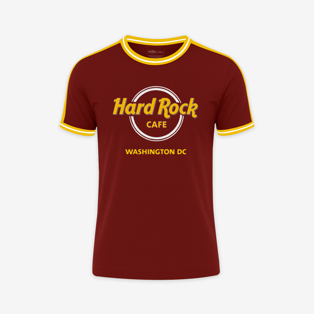 Adult Fit Washington D.C. Ringer Tee Maroon and Yellow image number 1