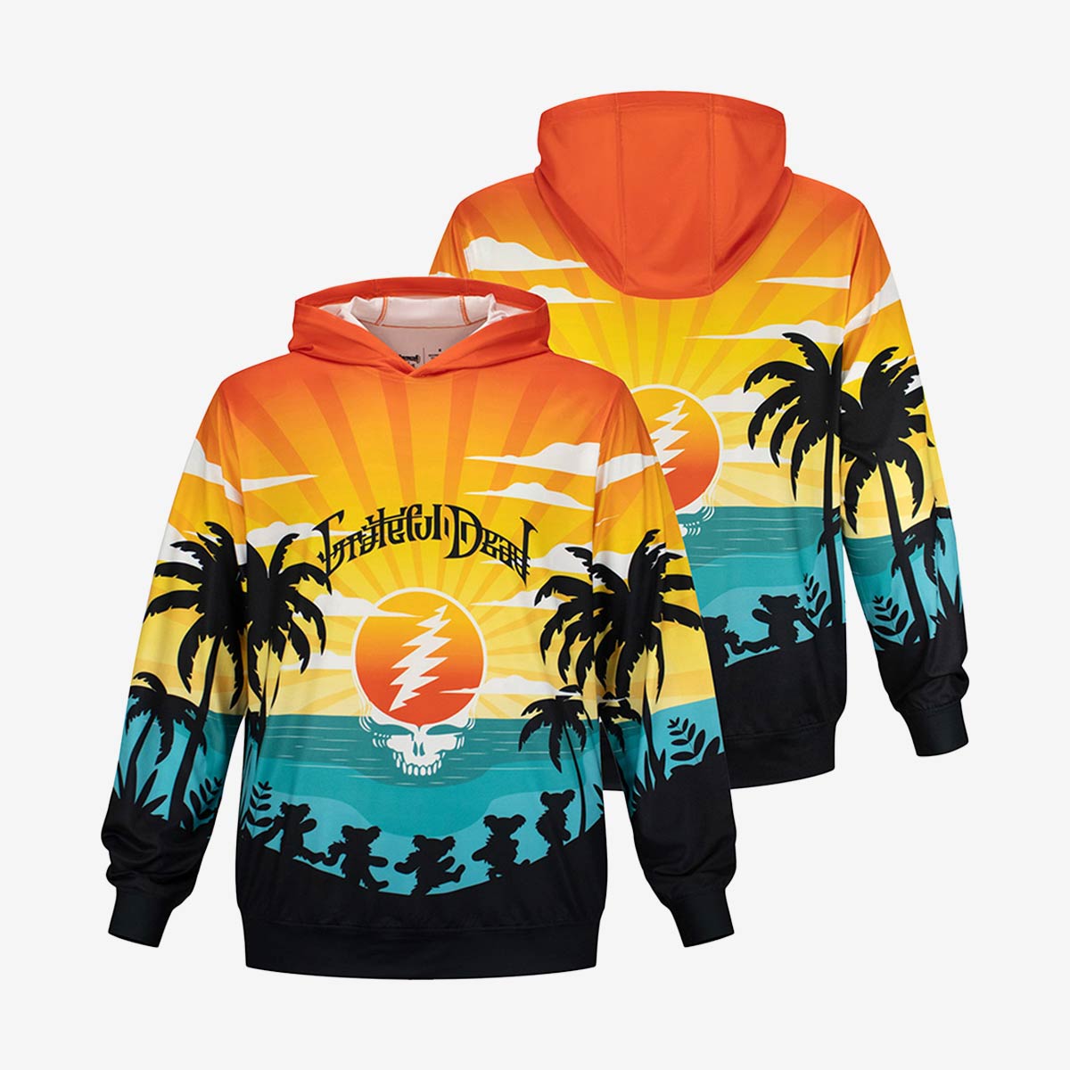 Grateful Dead Rising Sun UPF50 Hoodie in Tie-Dye Orange image number 1