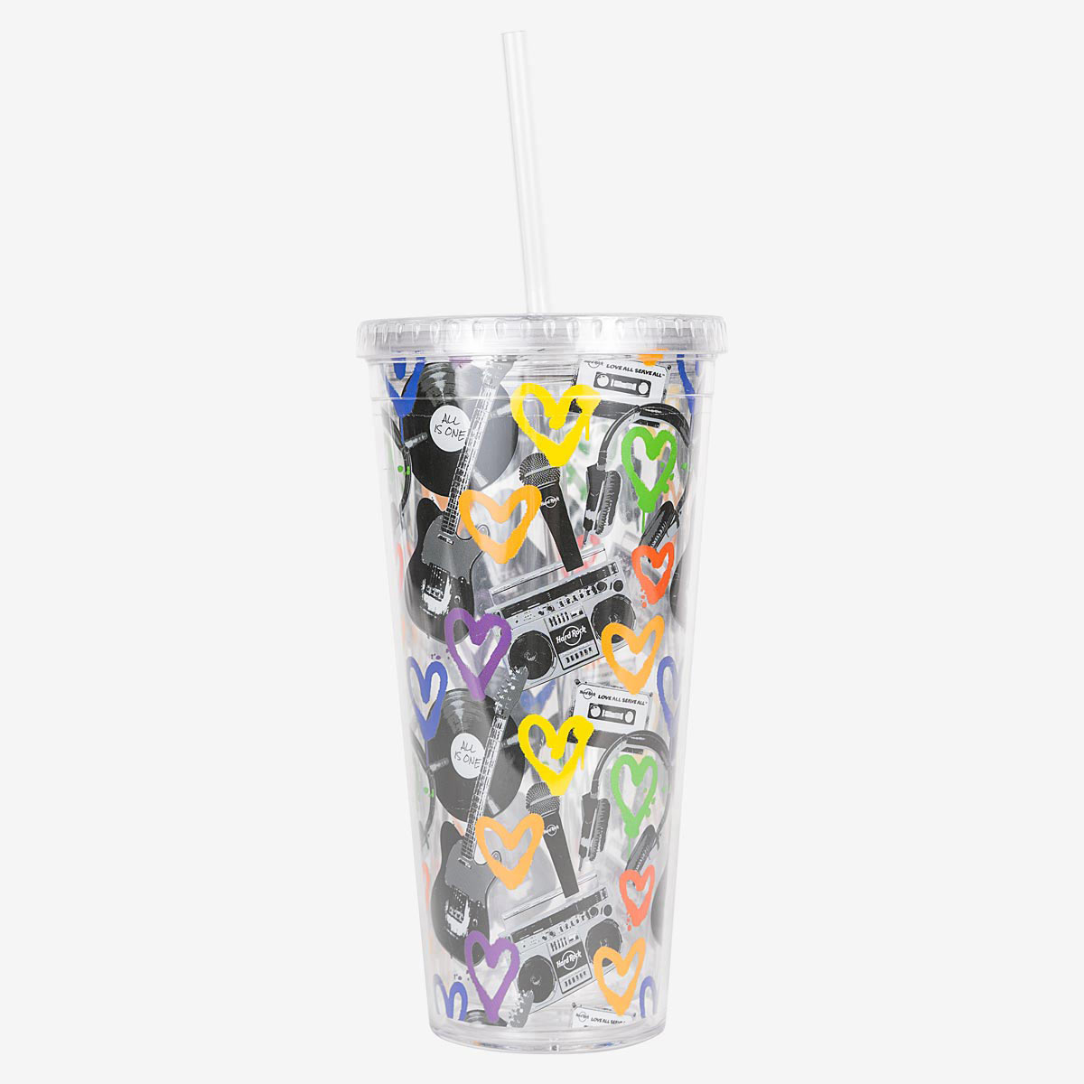 Pride Allover Print Clear Tumbler with Straw 22oz image number 1