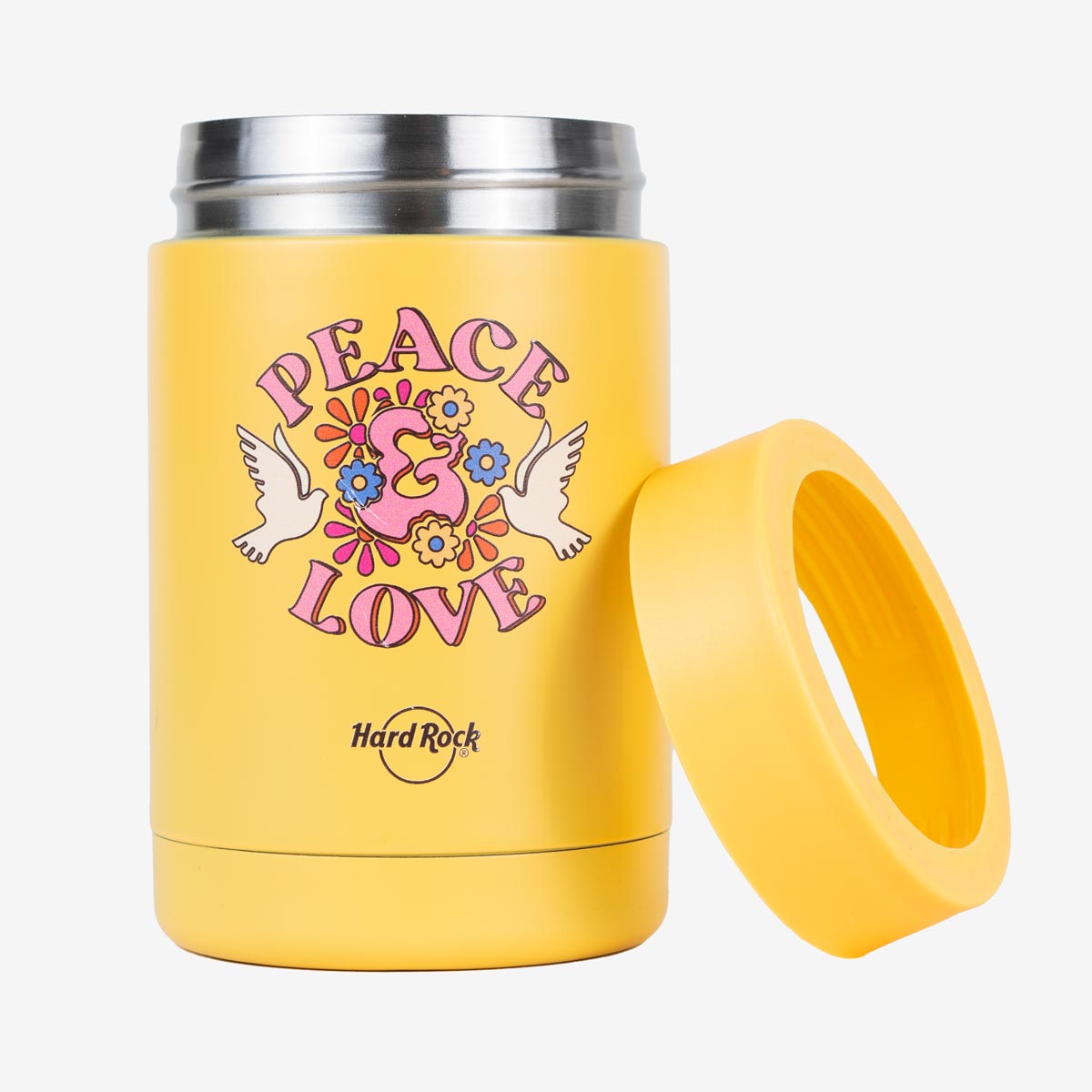 Hard Rock Festival Peace and Love Koozie in Yellow image number 2