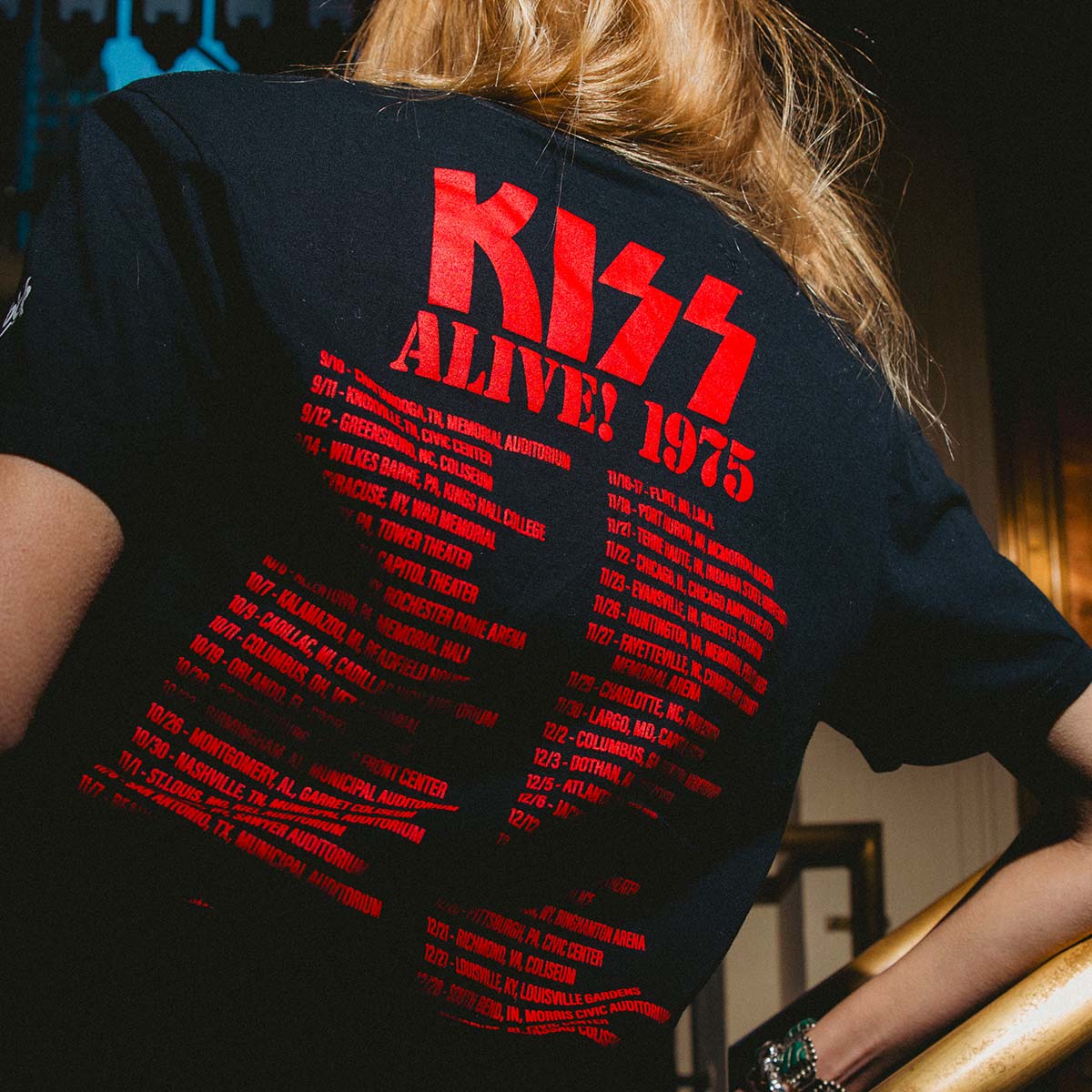 Adult Fit KISS Alive Photo Tee in Black image number 4