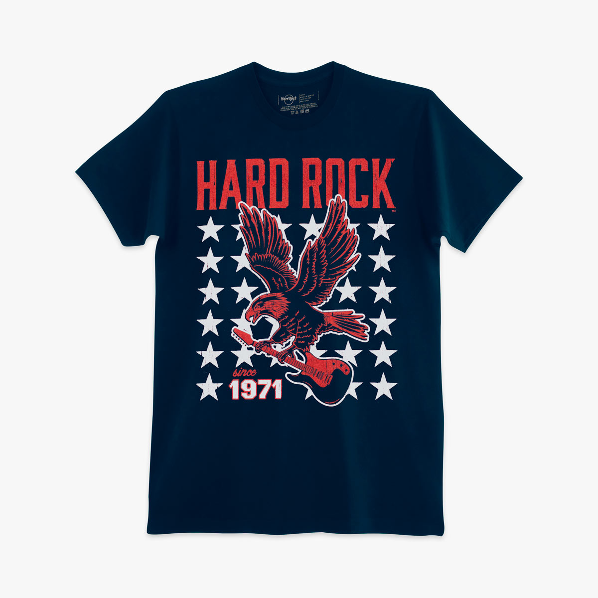 Americana Adult Fit Navy Tee with Eagle Guitar Stars Motif image number 1