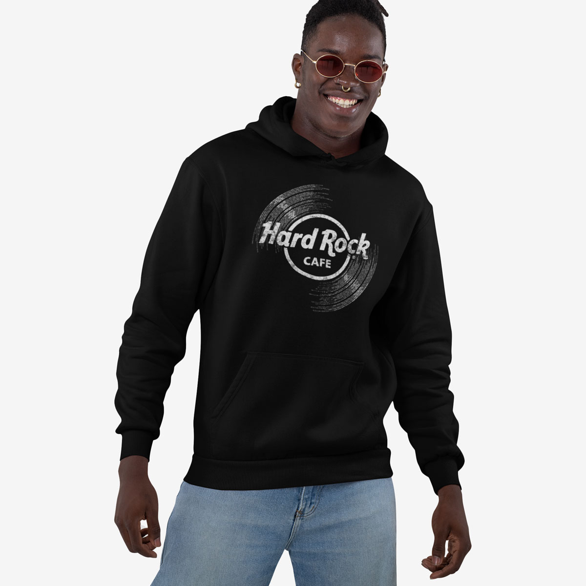 Hard Rock Vinyl Logo Fleece-Lined Hoodie in Black image number 1