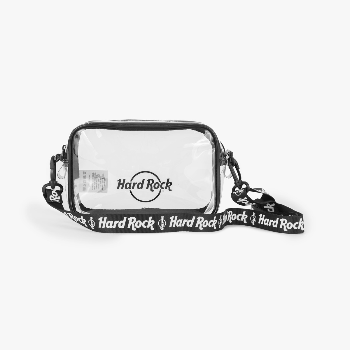 Logo Repeat Black and White Strap Clear Stadium Crossbody Bag image number 4
