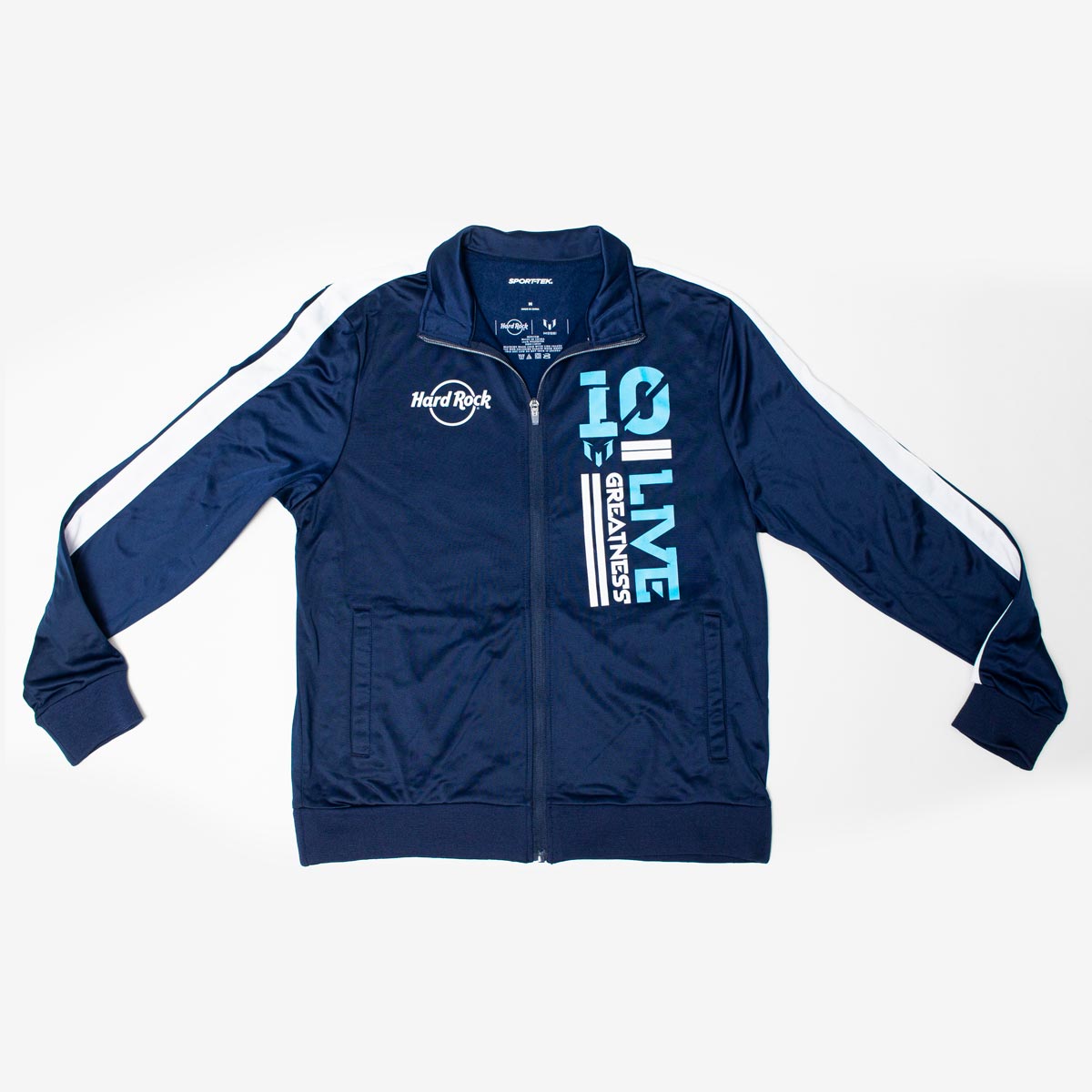 Messi Zip Up Jacket in Navy and White