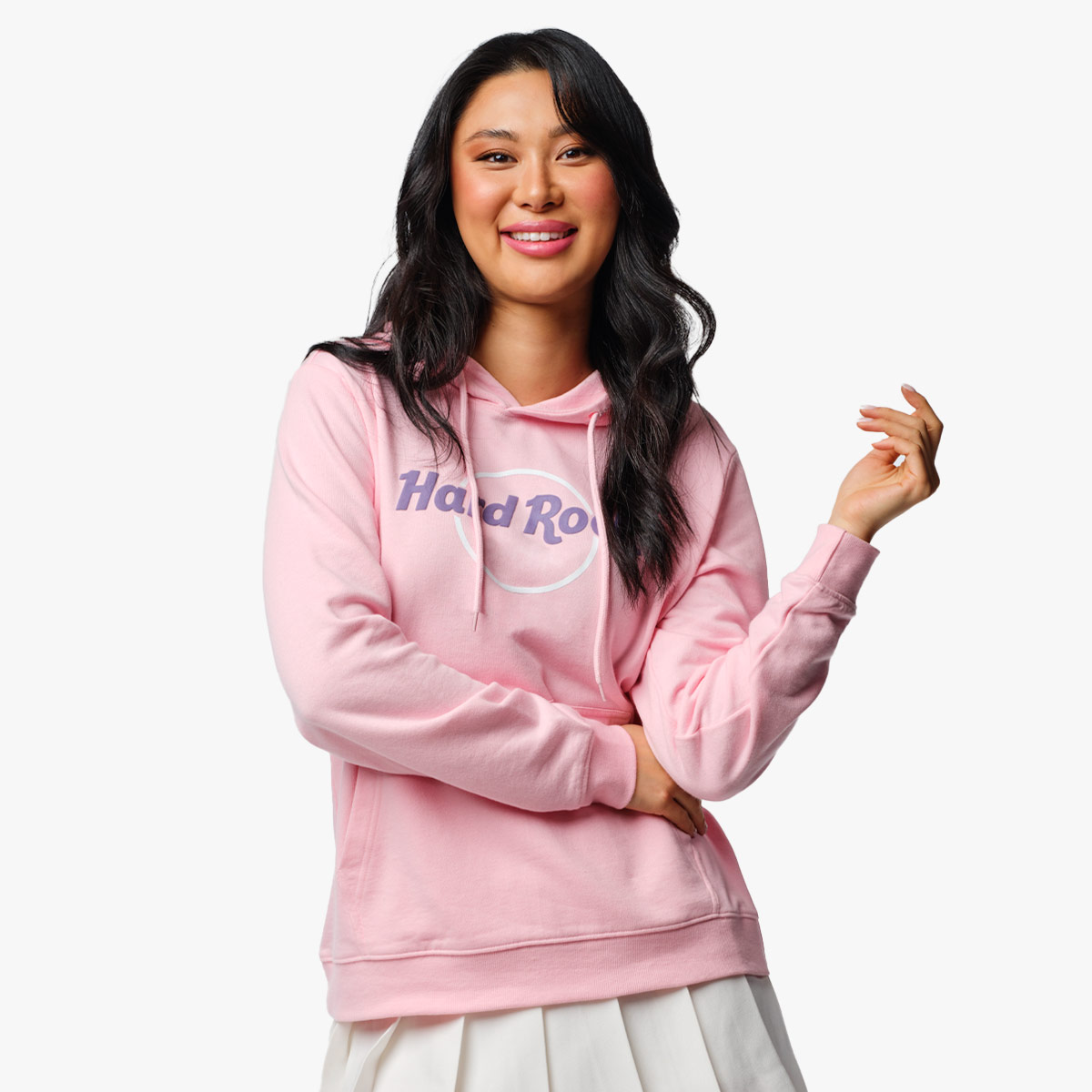 Ladies Fit Pop of Color French Terry Hoodie in Rose Shadow image number 1