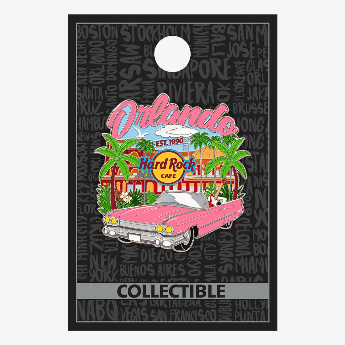 Collectible Orlando Pink Car Facade Pin image number 2