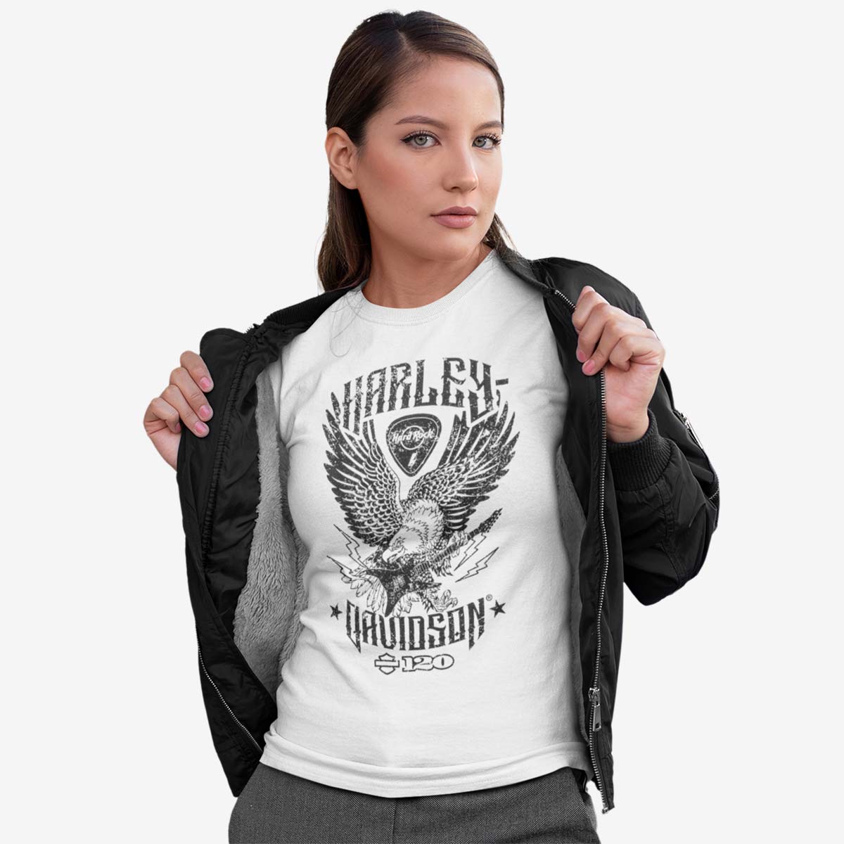 Harley Davidson Ladies Slim Fit Tee Shirt in White image number 4