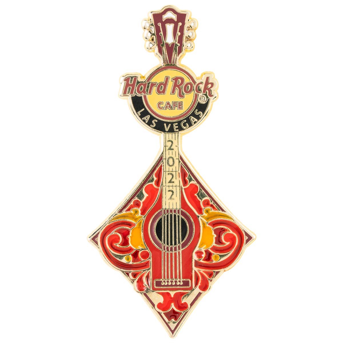 Las Vegas Stained Glass Diamond Guitar Pin image number 1