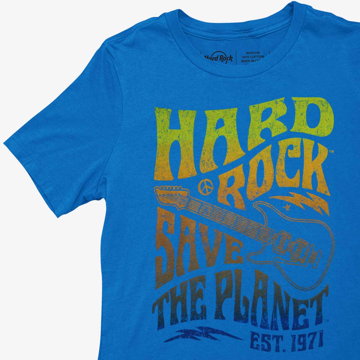 Hard Rock Adult Fit Festival Tee with Save the Planet in Vivid Blue image number 3