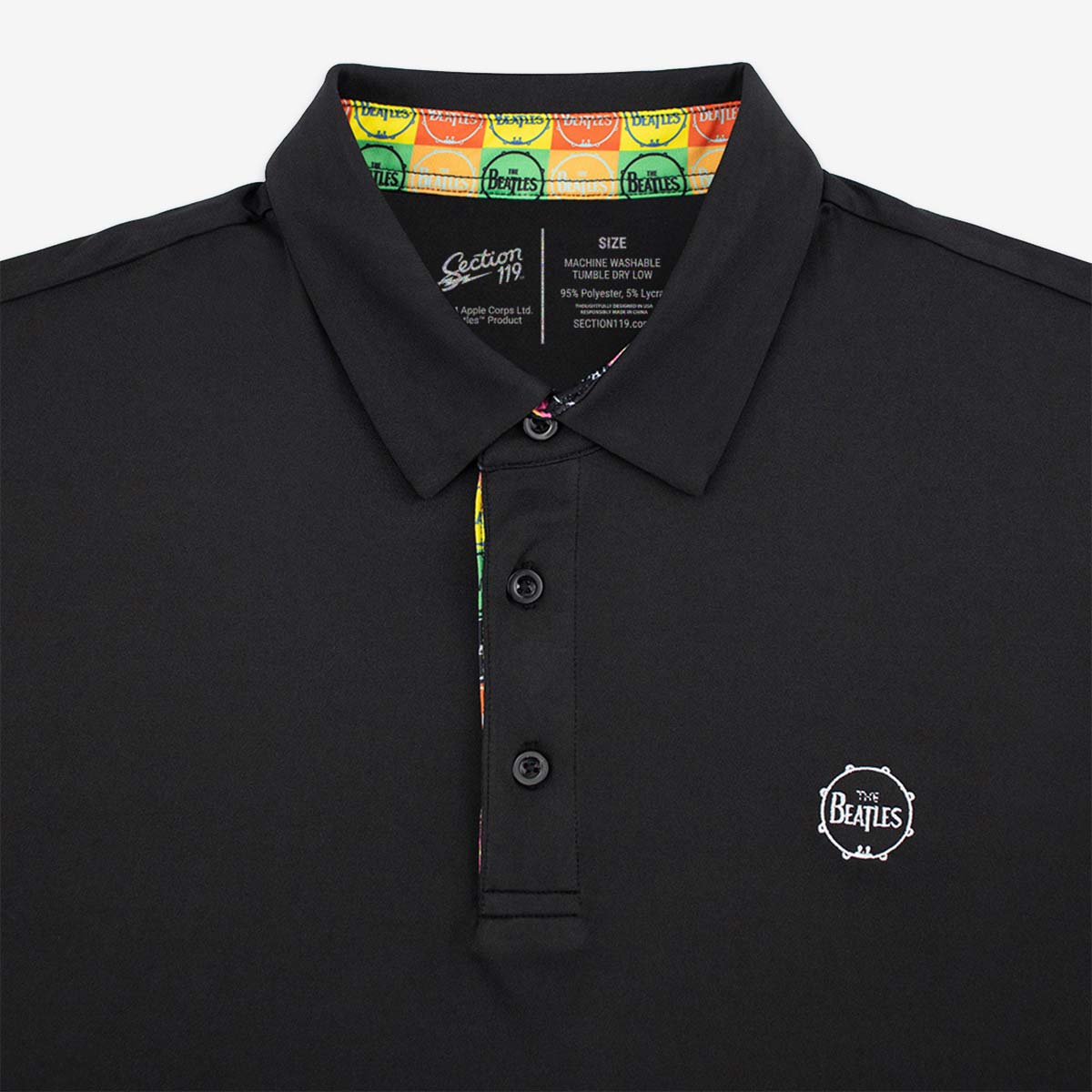 The Beatles Dry Fit Polo in Black image number 3