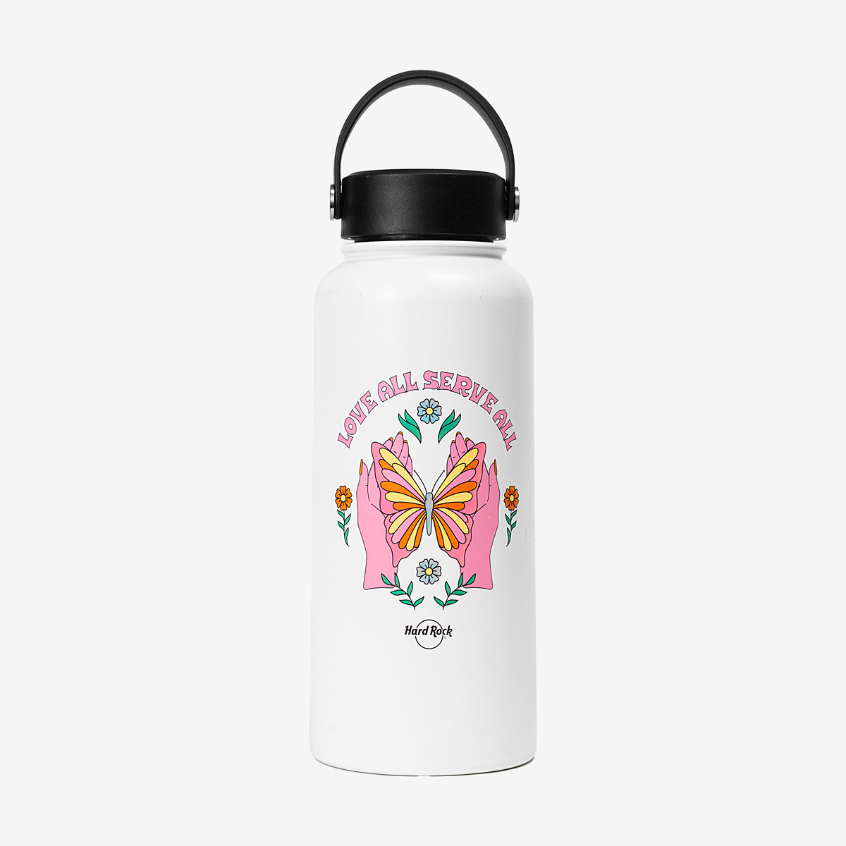 Hard Rock Music Festival Love All Serve All Water Bottle in White 32oz image number 1