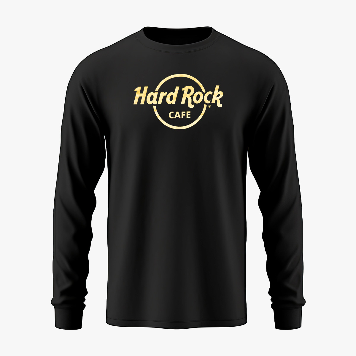 Metallic Gold Foil Hard Rock Logo Mens Longsleeve Tee in Black image number 1