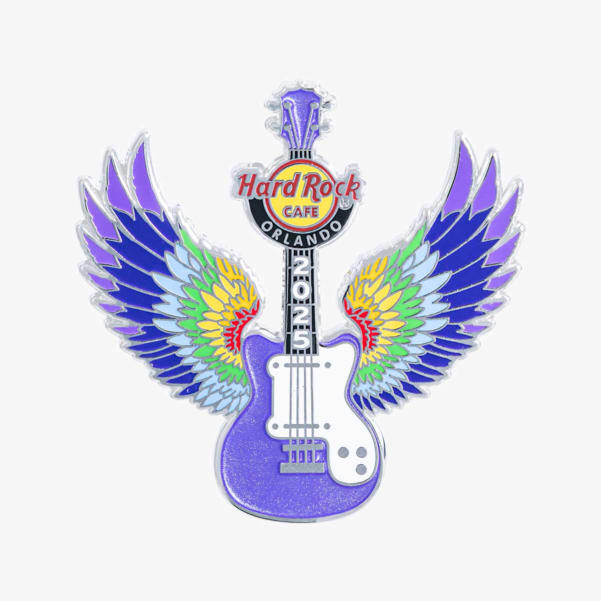 Limited Edition Winged Rainbow Guitar Pin image number 1