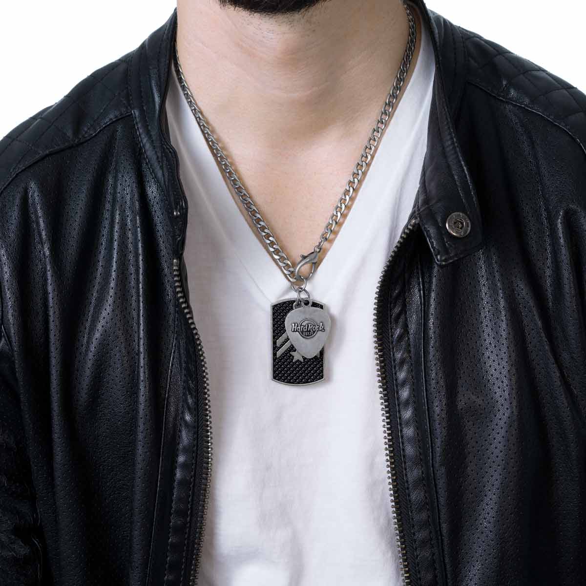 Chevron Stripe Dog Tag and Guitar Pick Chain image number 4