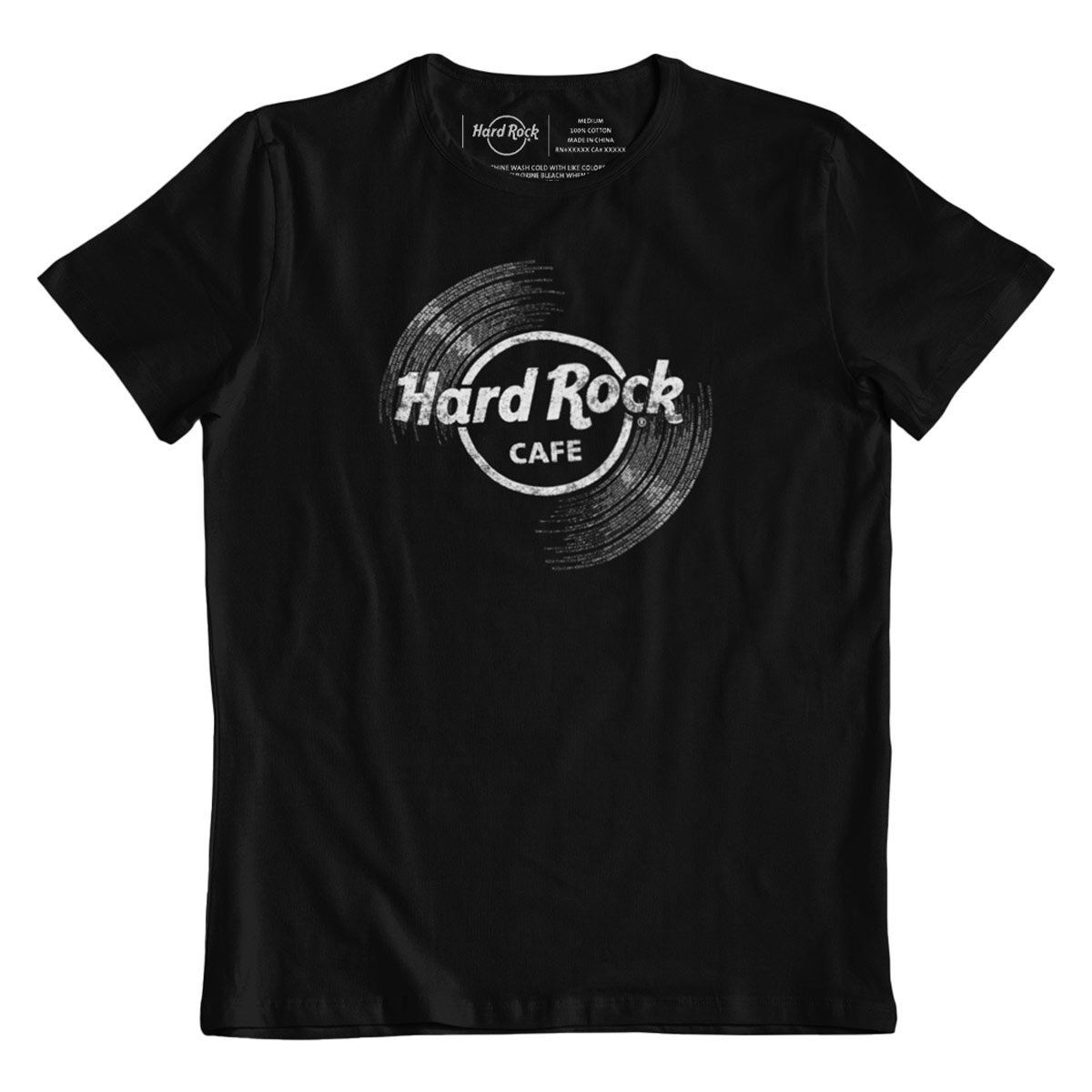 Hard Rock Vinyl Logo Men's Shortsleeve Crewneck Tee in Black image number 5