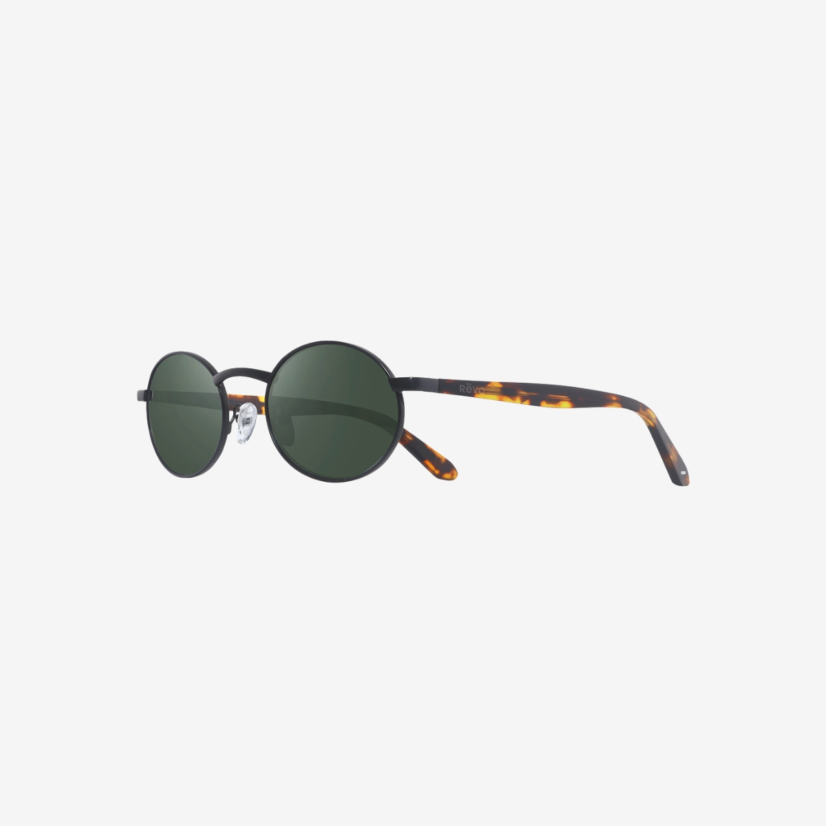 Revo Vintage Oval Satin Black Smoky Green Sunglasses image number 2