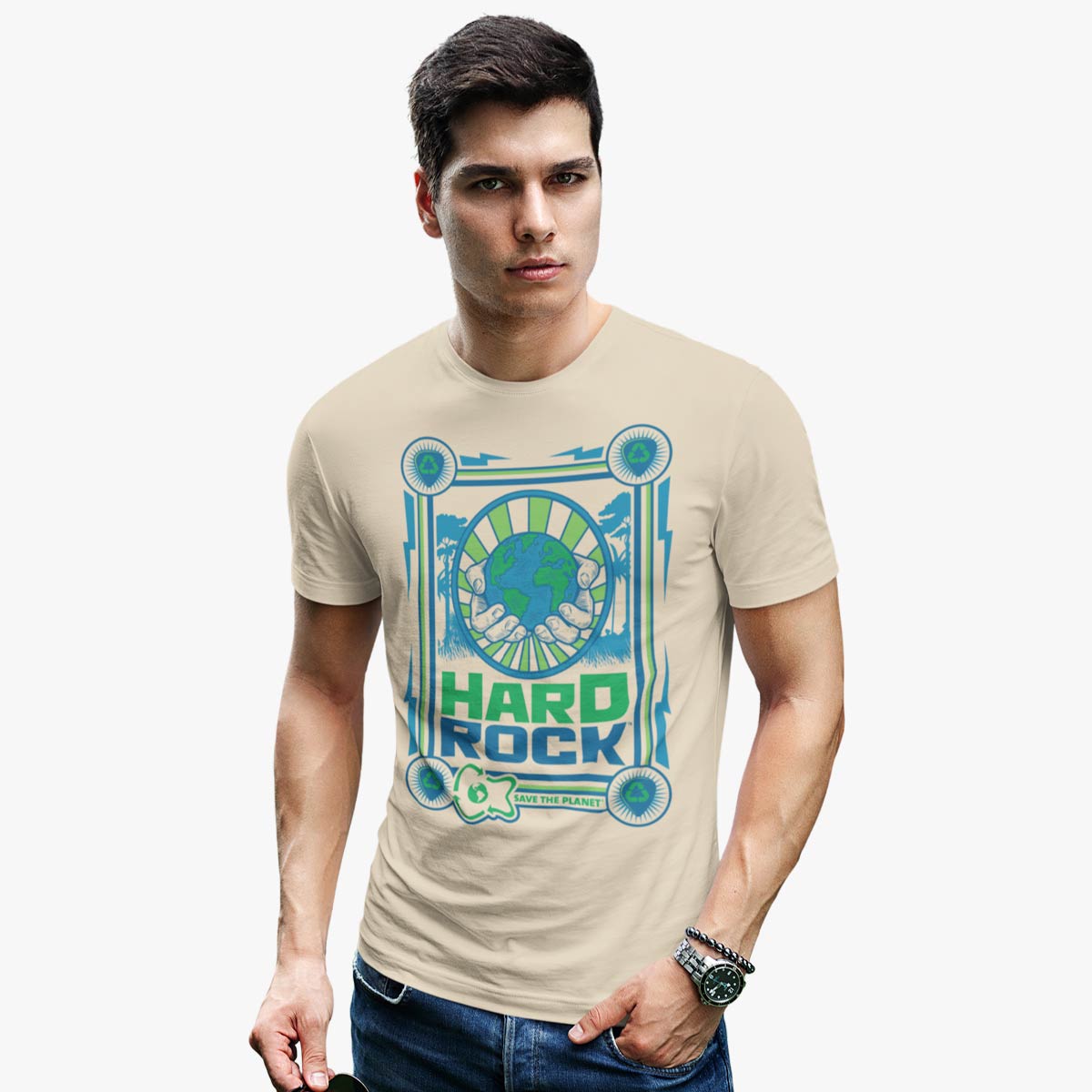 Save the Planet Adult Fit Tee in Natural image number 1